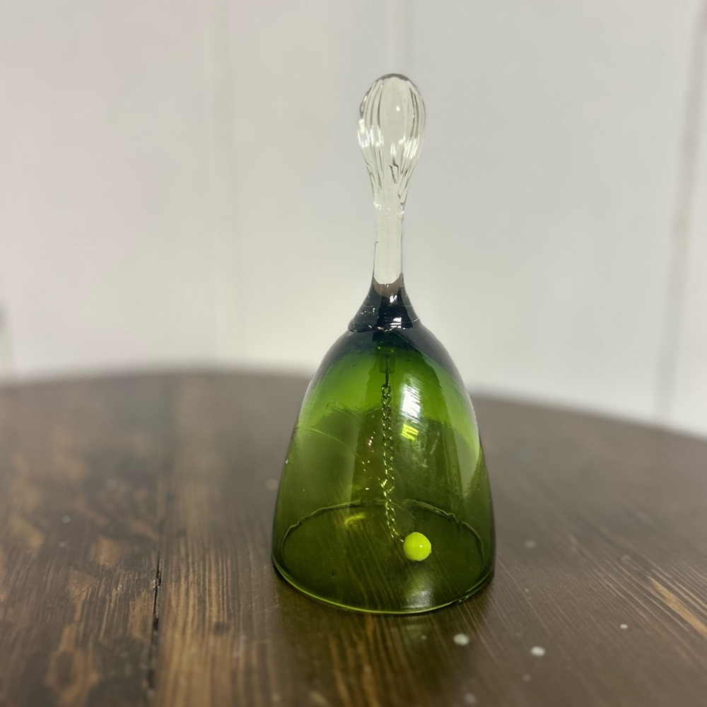 Elegant Vintage Green Blown Glass Bell